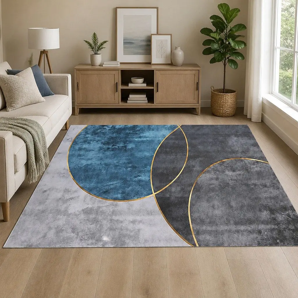 Large Washable Floor Rug 200x290cm Geometric Area Rug Modern Bedroom Living Room