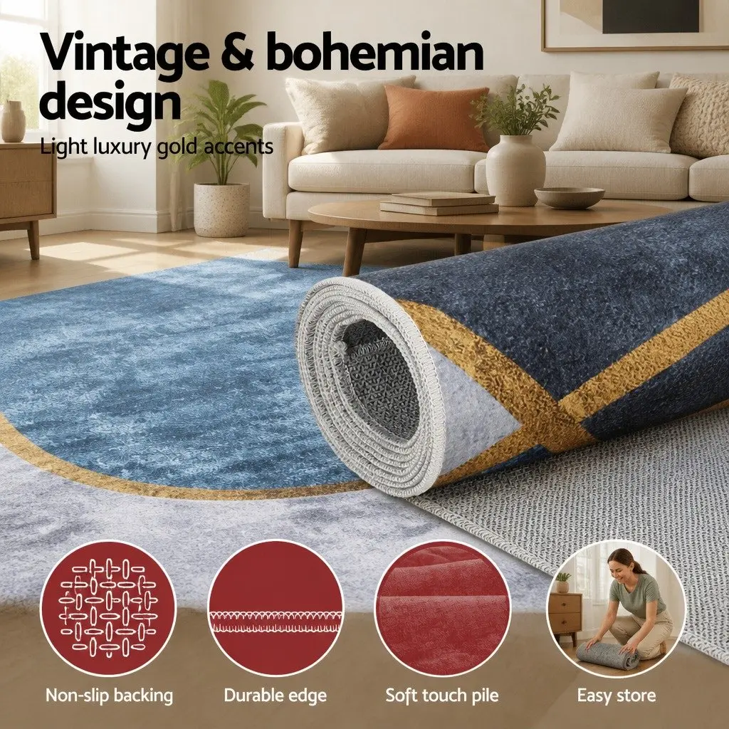 Large Washable Floor Rug 200x290cm Geometric Area Rug Modern Bedroom Living Room