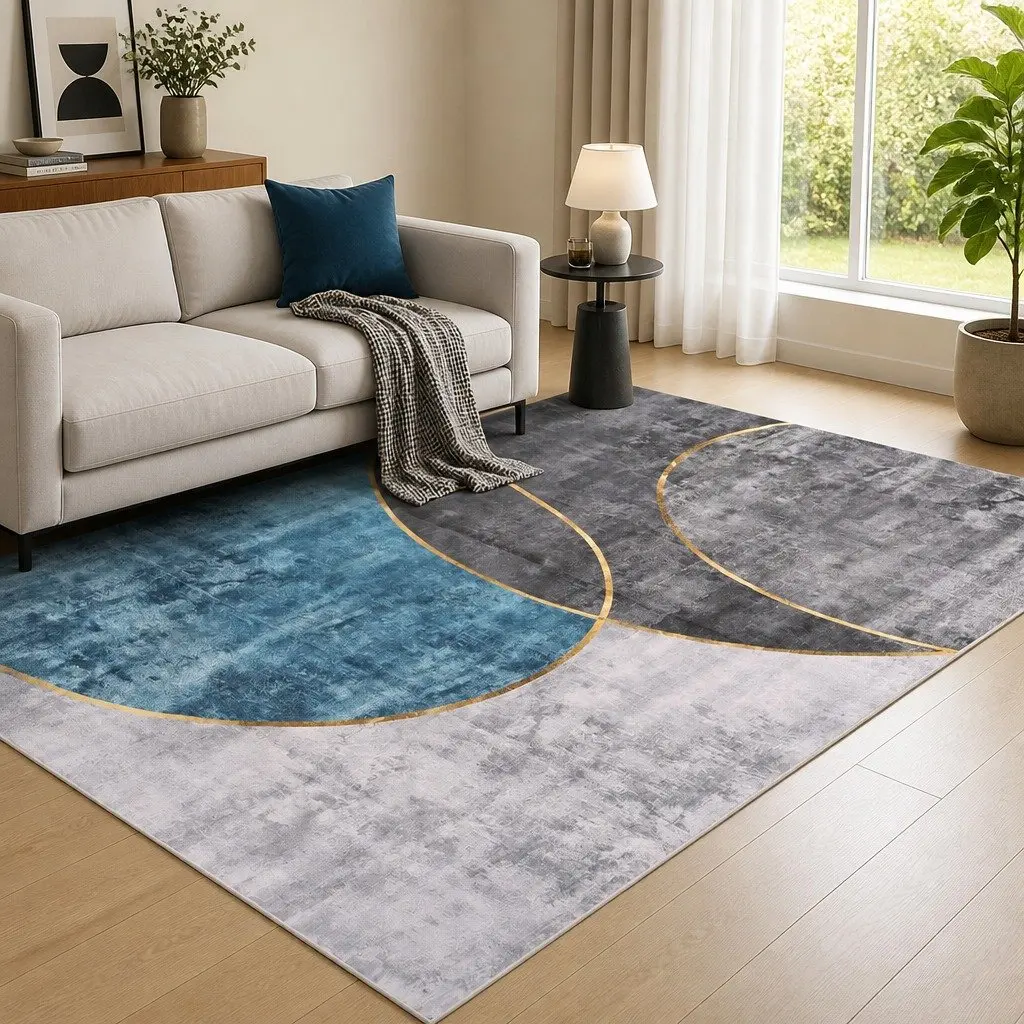 Large Washable Floor Rug 200x290cm Geometric Area Rug Modern Bedroom Living Room