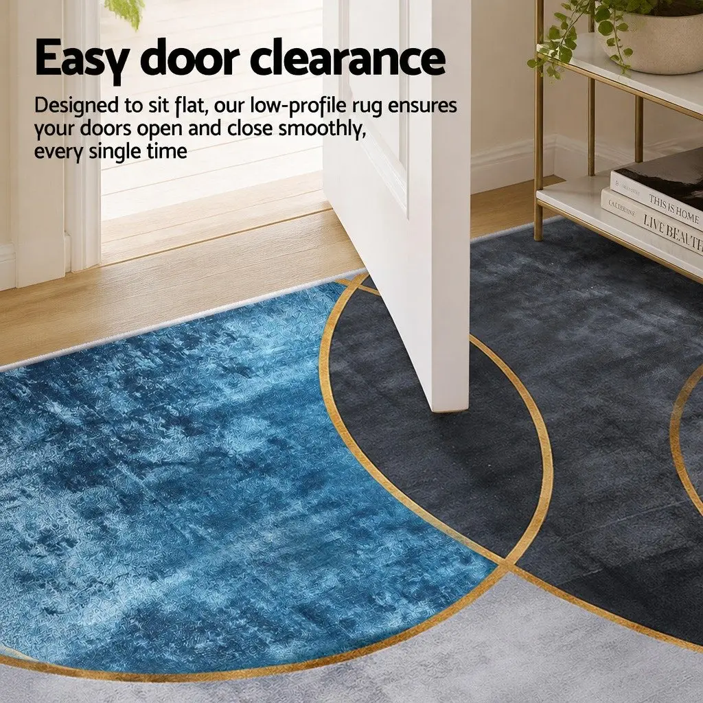 Large Geometric Floor Rug 240X340cm Washable Area Carpet Modern Design Blue Grey