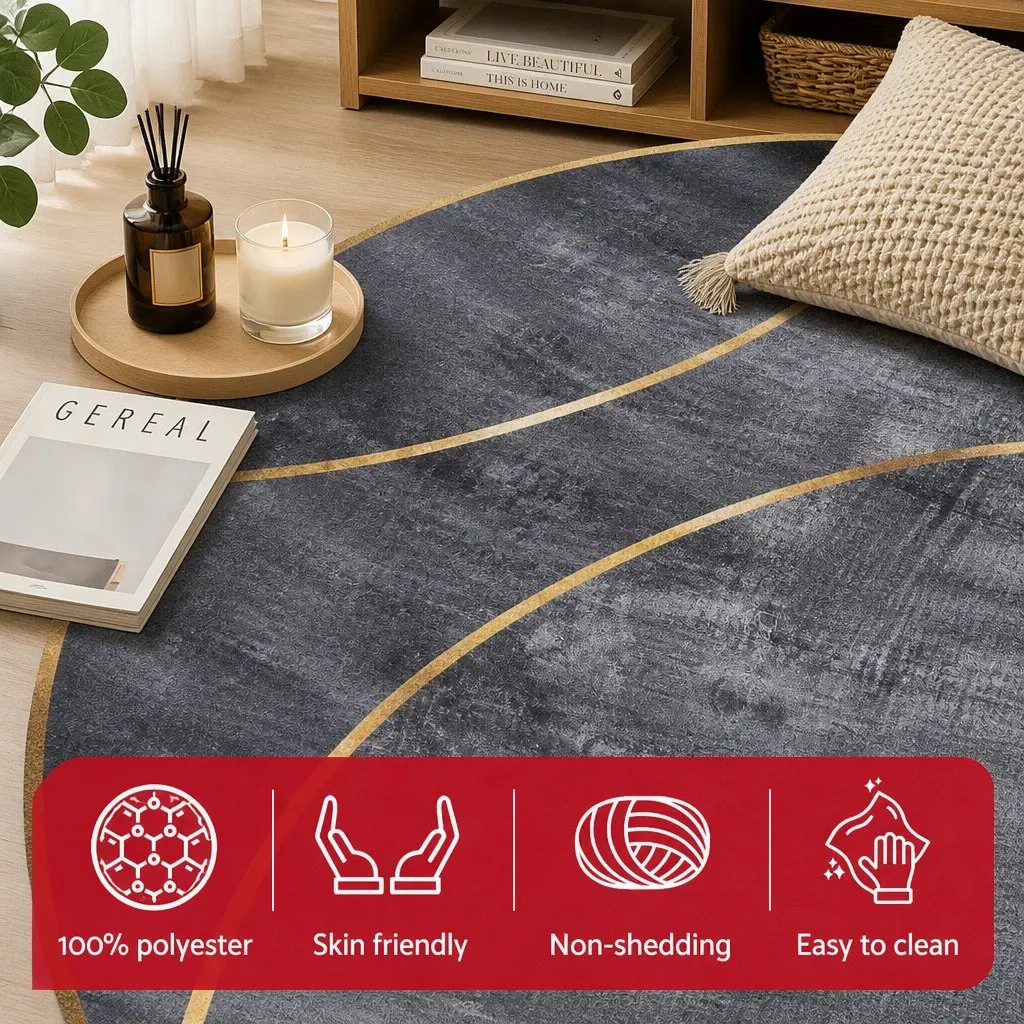 Large Geometric Floor Rug 240X340cm Washable Area Carpet Modern Design Blue Grey