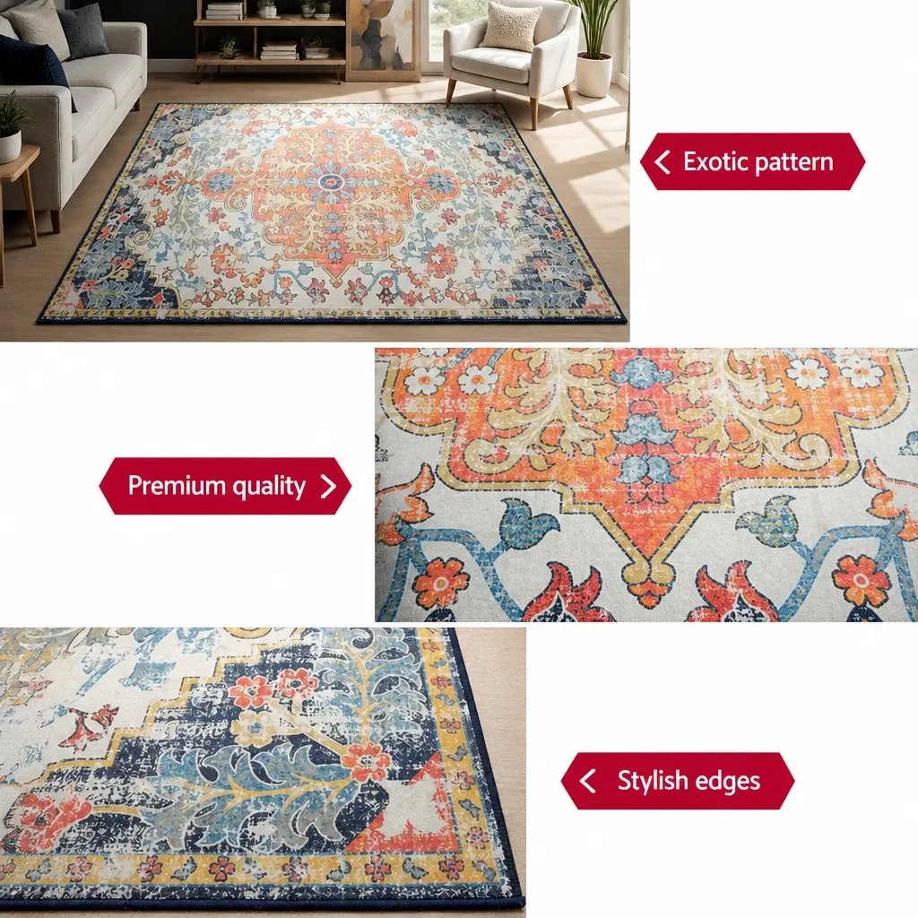 Floor Rug 160x230cm Large Area Rug Soft Pile Carpet Multicoloured Modern Design