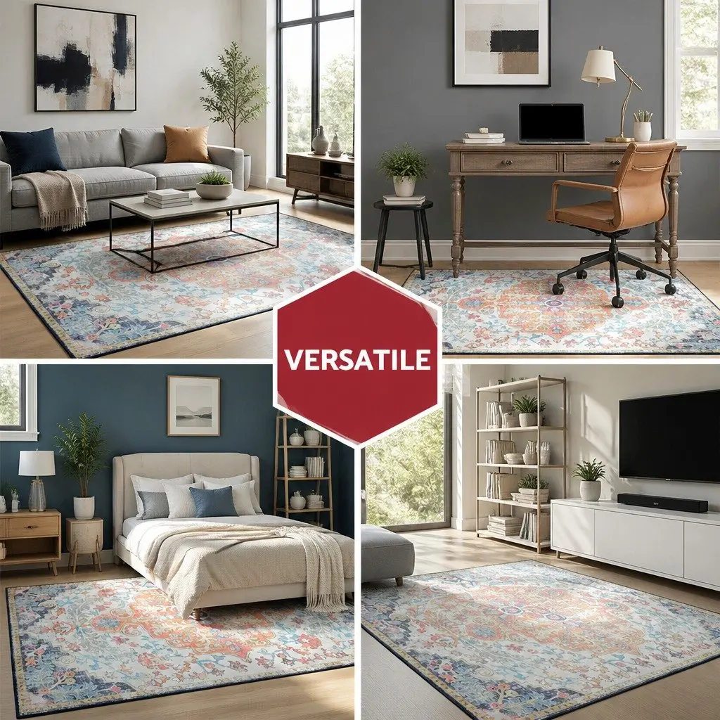 Floor Rug 160x230cm Large Area Rug Soft Pile Carpet Multicoloured Modern Design