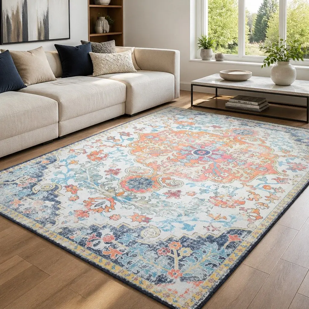 Floor Rug 160x230cm Large Area Rug Soft Pile Carpet Multicoloured Modern Design