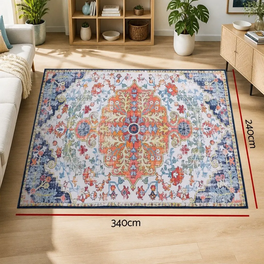 Floor Rug 240X340cm Large Washable Geometric Area Rug Modern Carpet Mat Beige