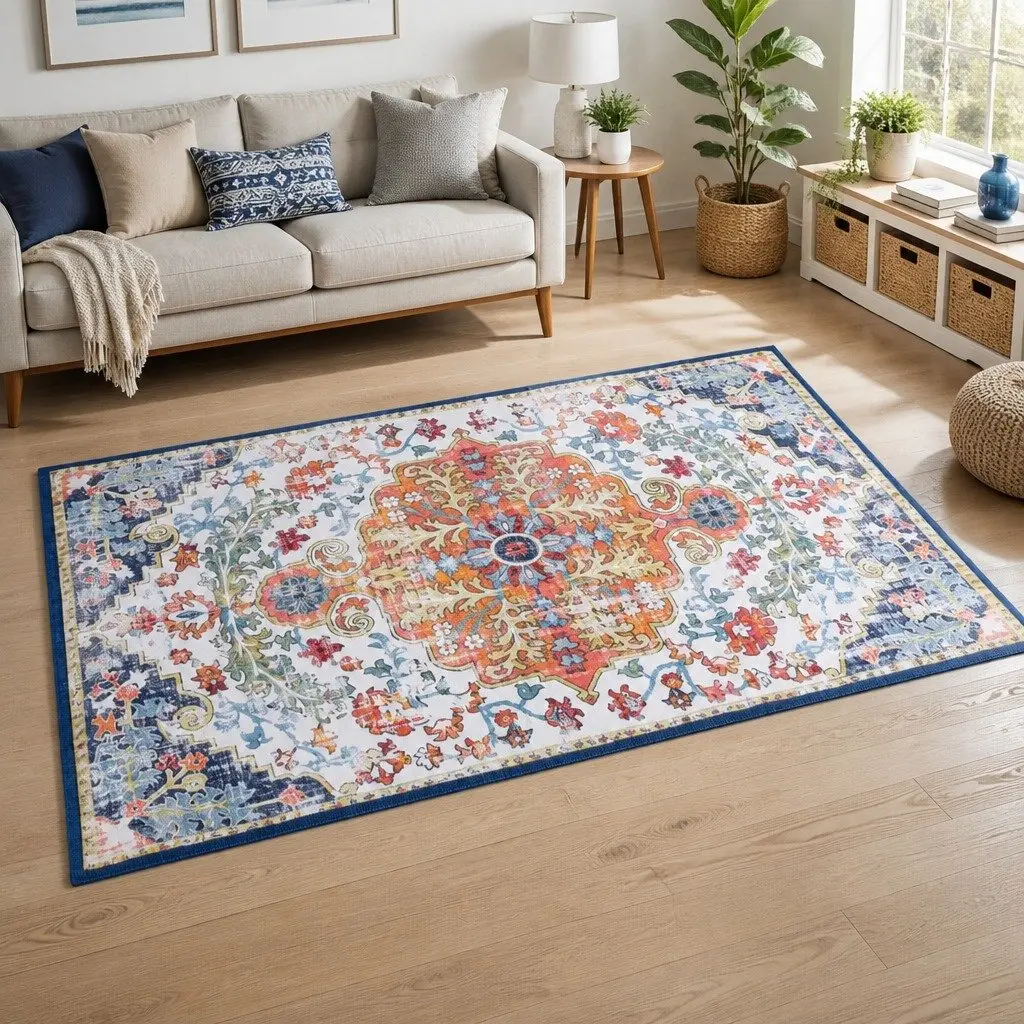 Floor Rug 240X340cm Large Washable Geometric Area Rug Modern Carpet Mat Beige