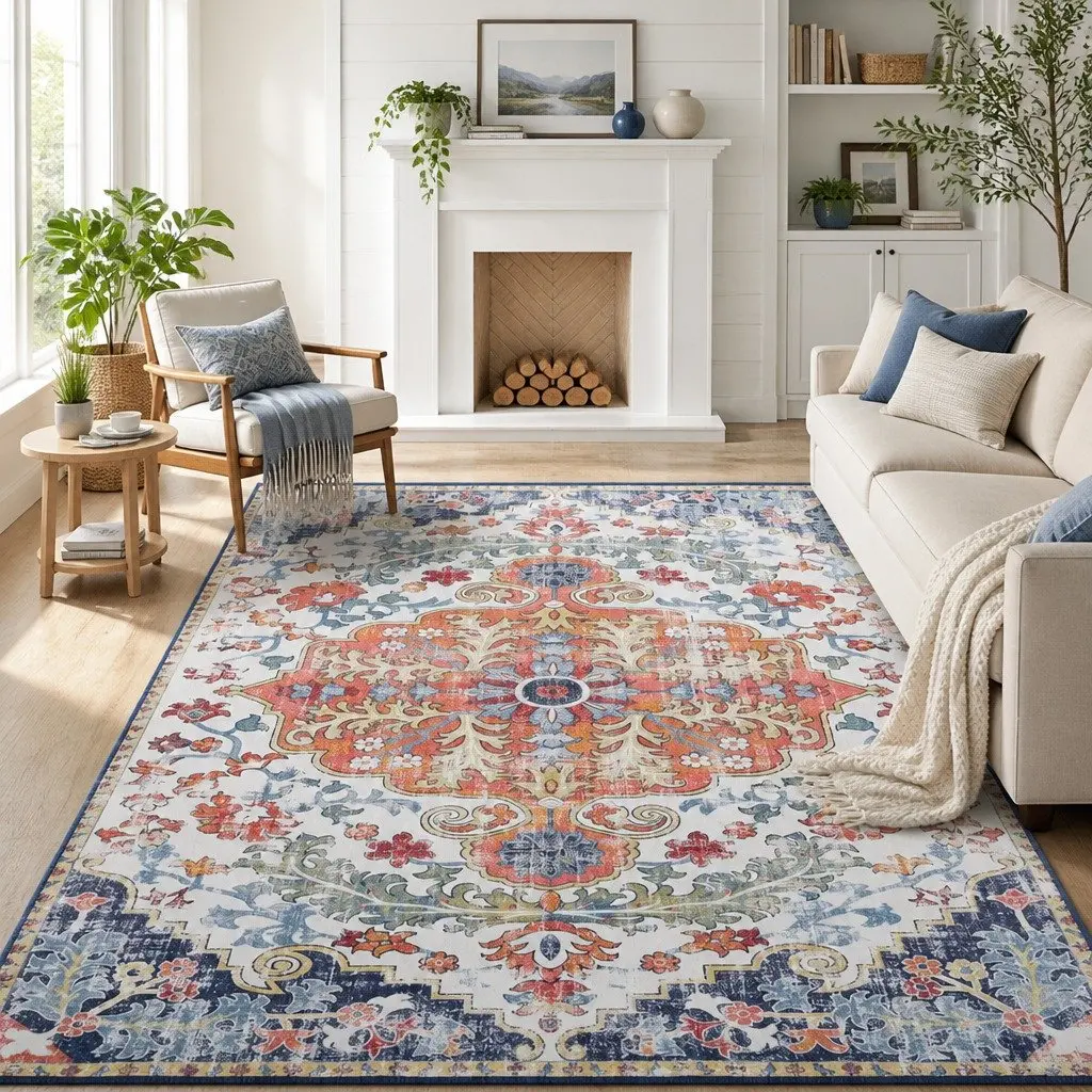 Floor Rug 240X340cm Large Washable Geometric Area Rug Modern Carpet Mat Beige