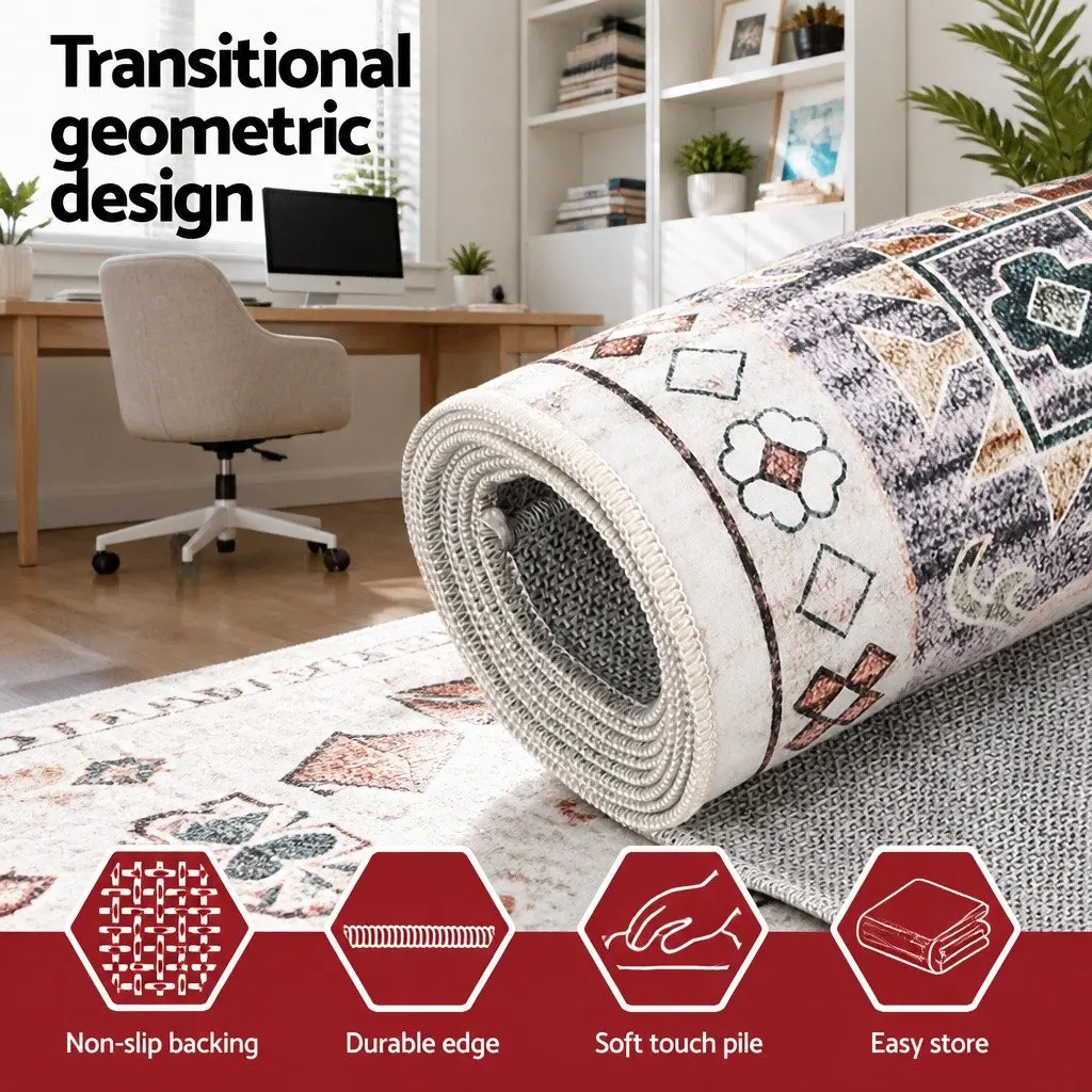 Floor Rug 240x340cm Large Area Rug Geometric Design Machine Washable Living
