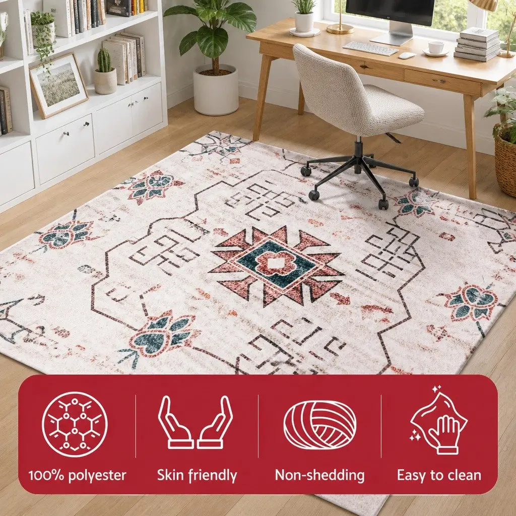 Floor Rug 240x340cm Large Area Rug Geometric Design Machine Washable Living