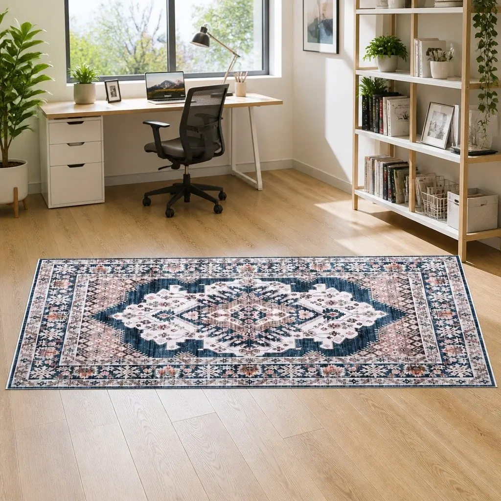 Floor Rug 160X230cm Large Washable Persian Area Rug Living Room Carpet Blue