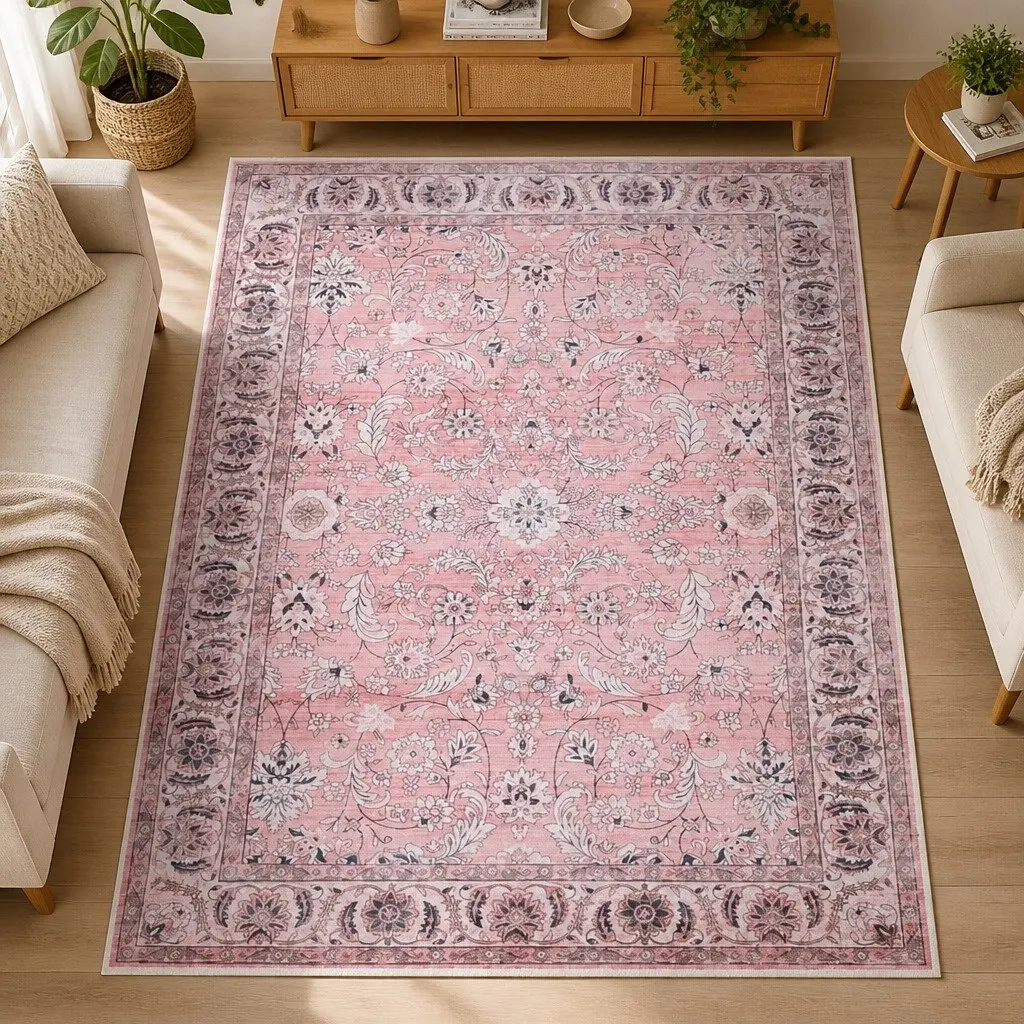 Floor Rug 240X340cm Large Washable Area Rug Vintage Floral Living Room Bedroom