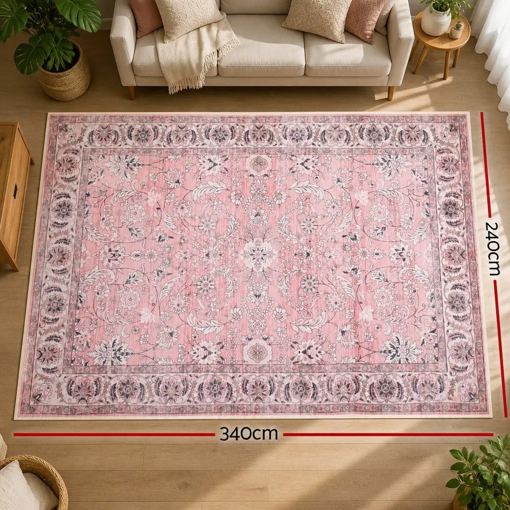 Floor Rug 240X340cm Large Washable Area Rug Vintage Floral Living Room Bedroom