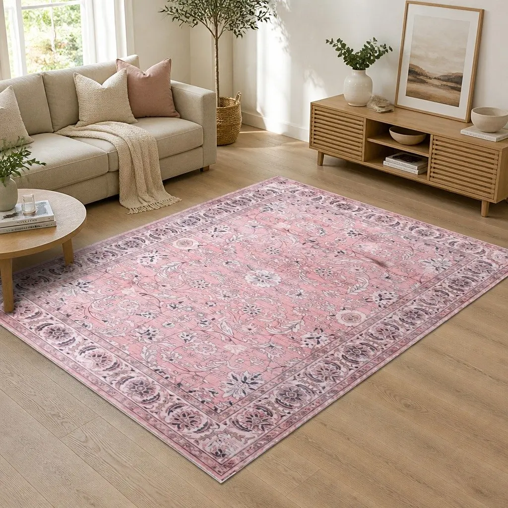 Floor Rug 240X340cm Large Washable Area Rug Vintage Floral Living Room Bedroom