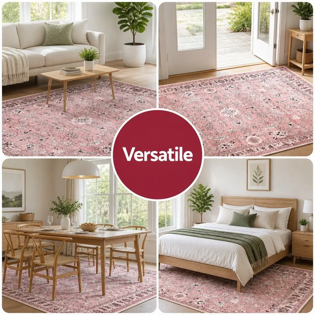 Floor Rug 240X340cm Large Washable Area Rug Vintage Floral Living Room Bedroom