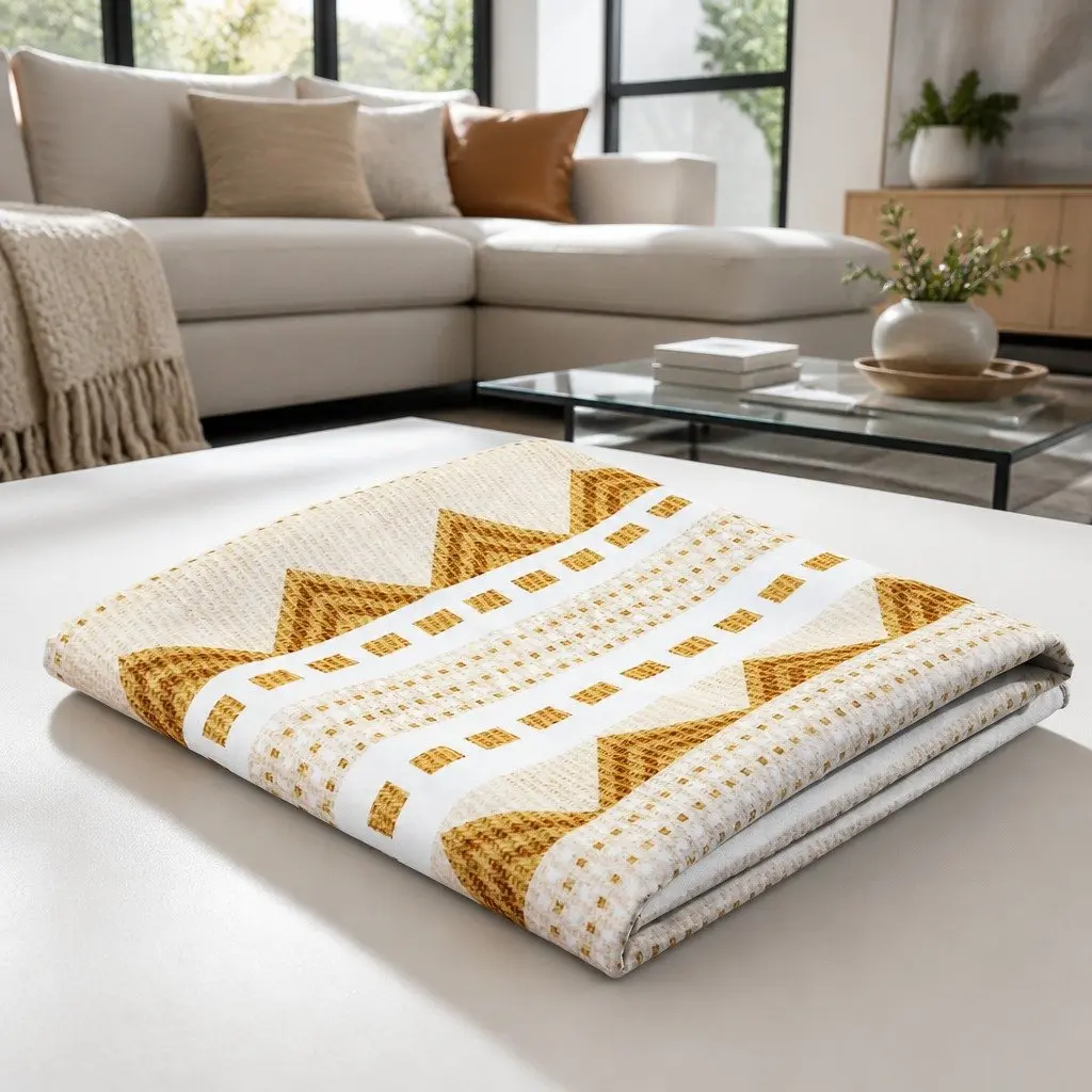 Area Rug Yellow and White 160x230cm Washable Soft Pile Bohemian Style