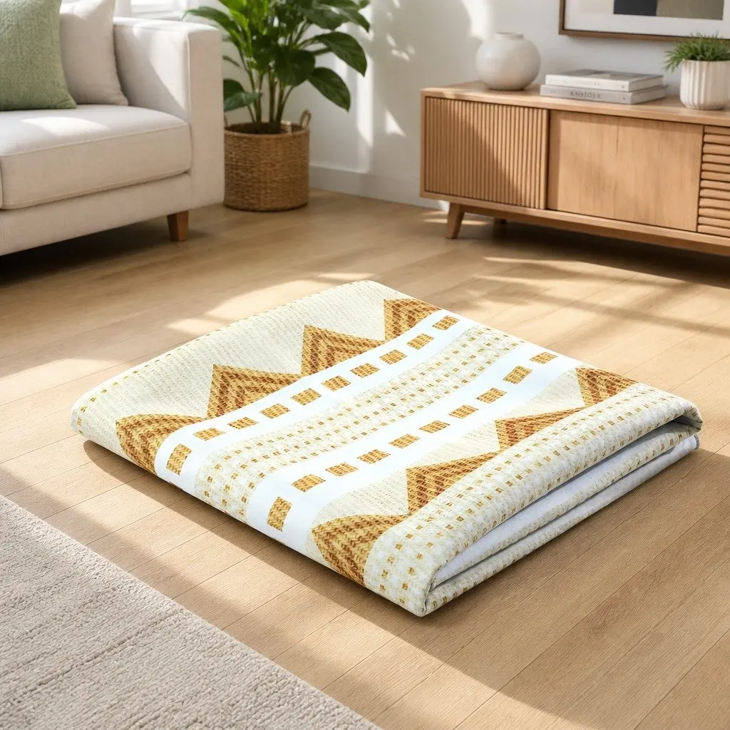 Floor Rug Yellow 200x290cm Bohemian Style Washable Soft Carpet