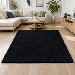 Compact Plush Black Floor Rug 160x230cm for Any Room