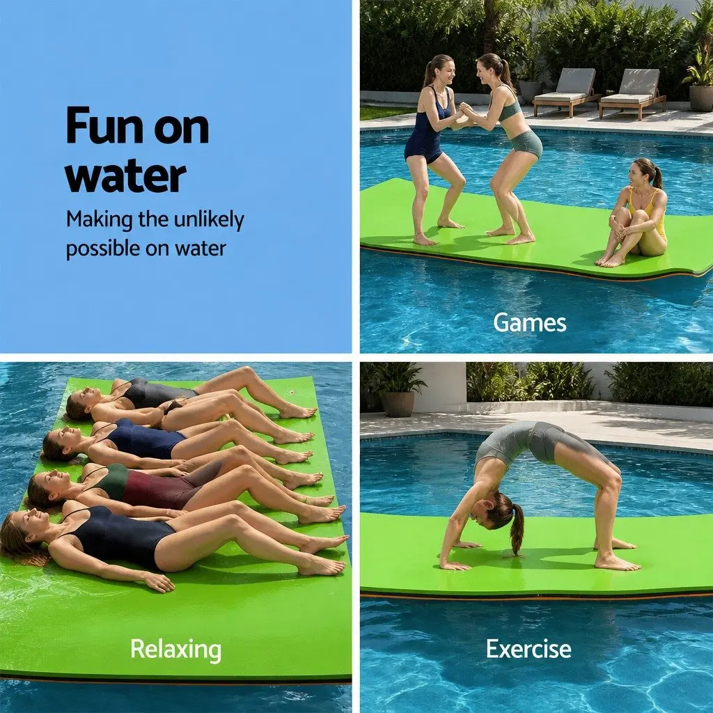 Floating Water Mat Orange 2.7x1.8m Three-layer XPE Foam Composite for Relaxation Exercise