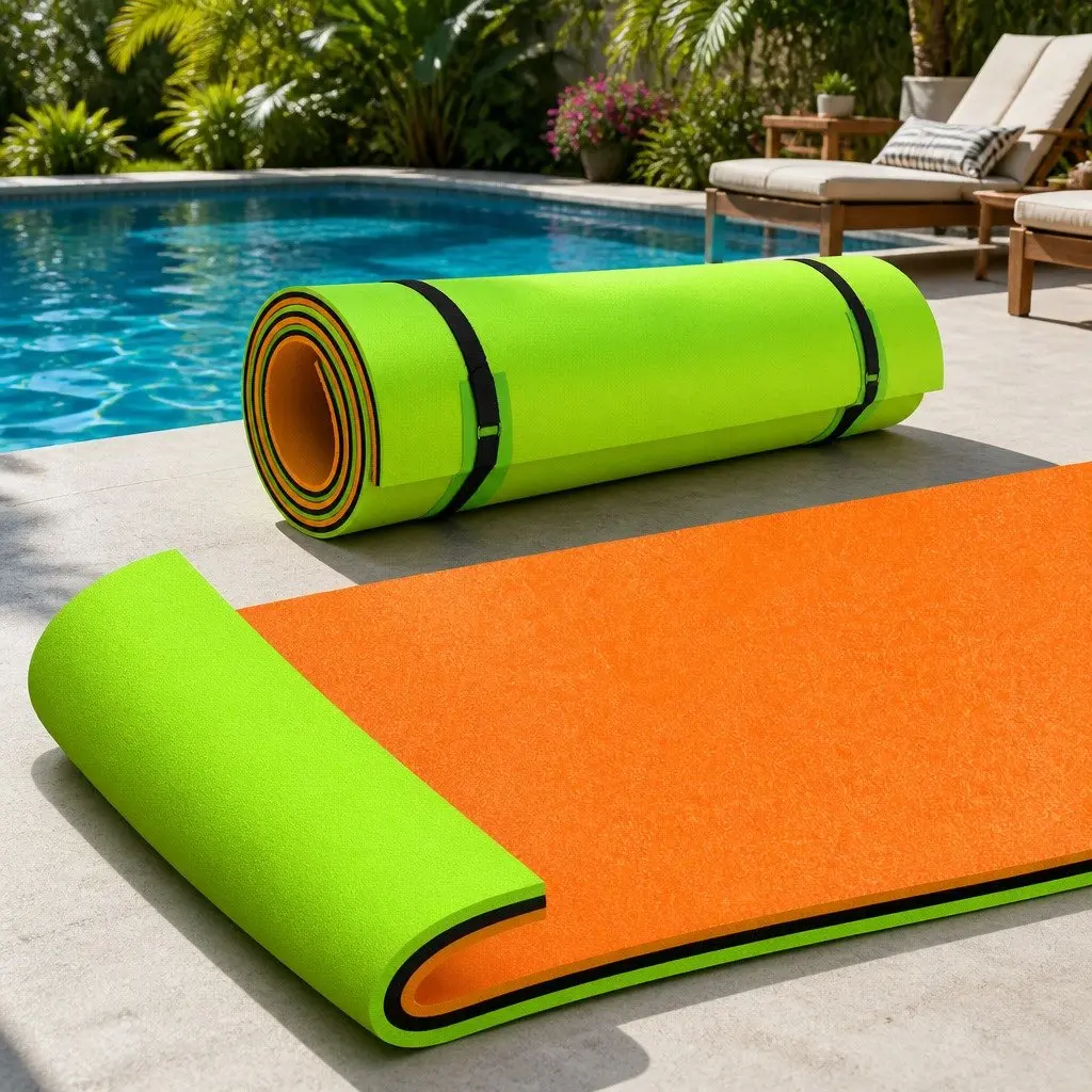 Floating Water Mat Orange 2.7x1.8m Three-layer XPE Foam Composite for Relaxation Exercise