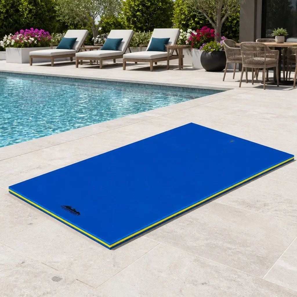 Floating Water Mat Multicolour 3.5x1.8m Foam Pad with Bungee Cord for Pool Beach Lake Activities