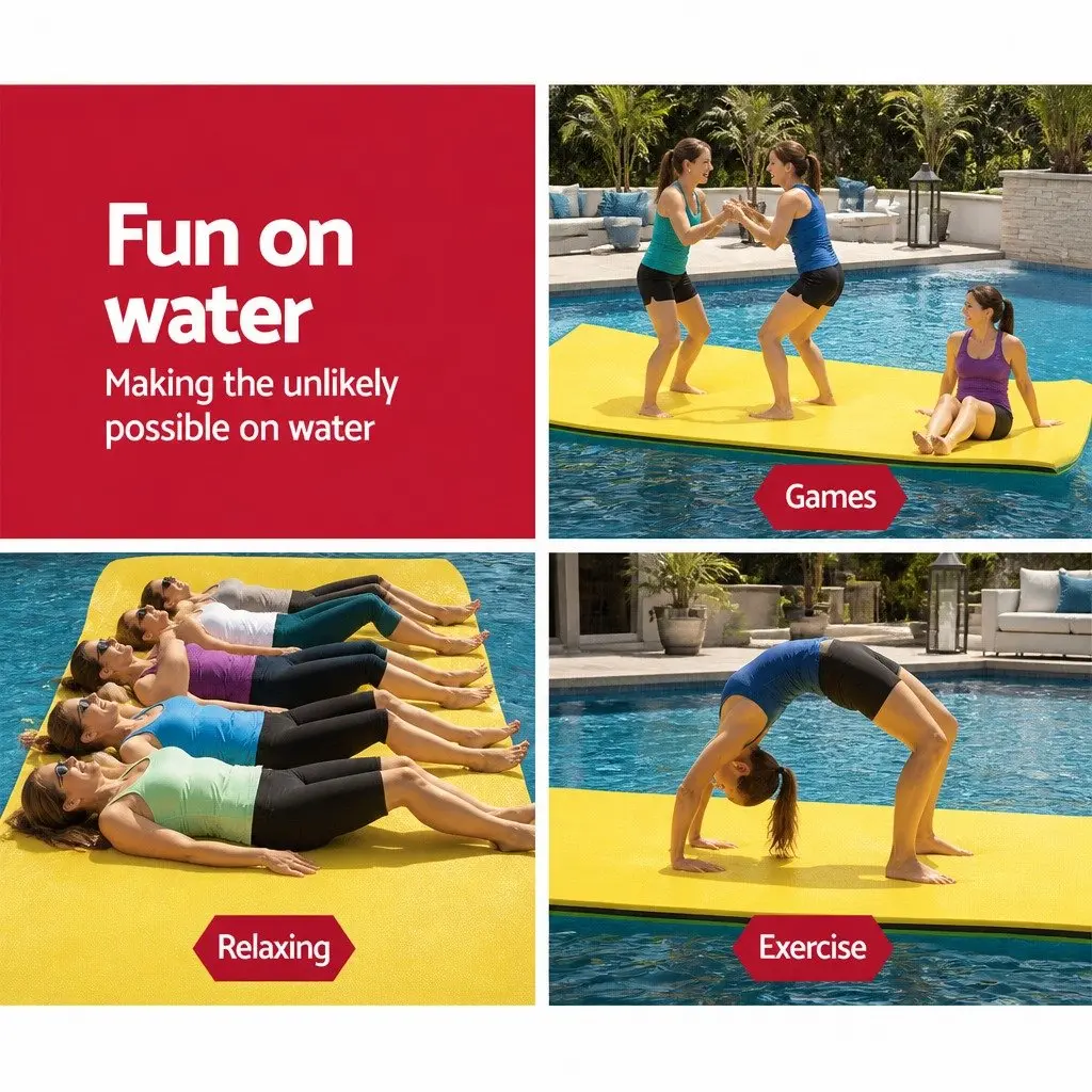 Floating Water Mat Orange 3.5x1.8m XPE Foam Pad with Strong Buoyancy for Pool Beach Lake Activities