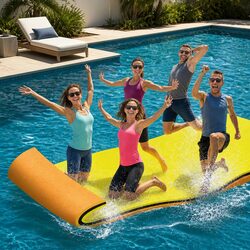 Floating Water Mat 5.5x1.8m XPE Foam Pad Pool Island Platform Yellow Black