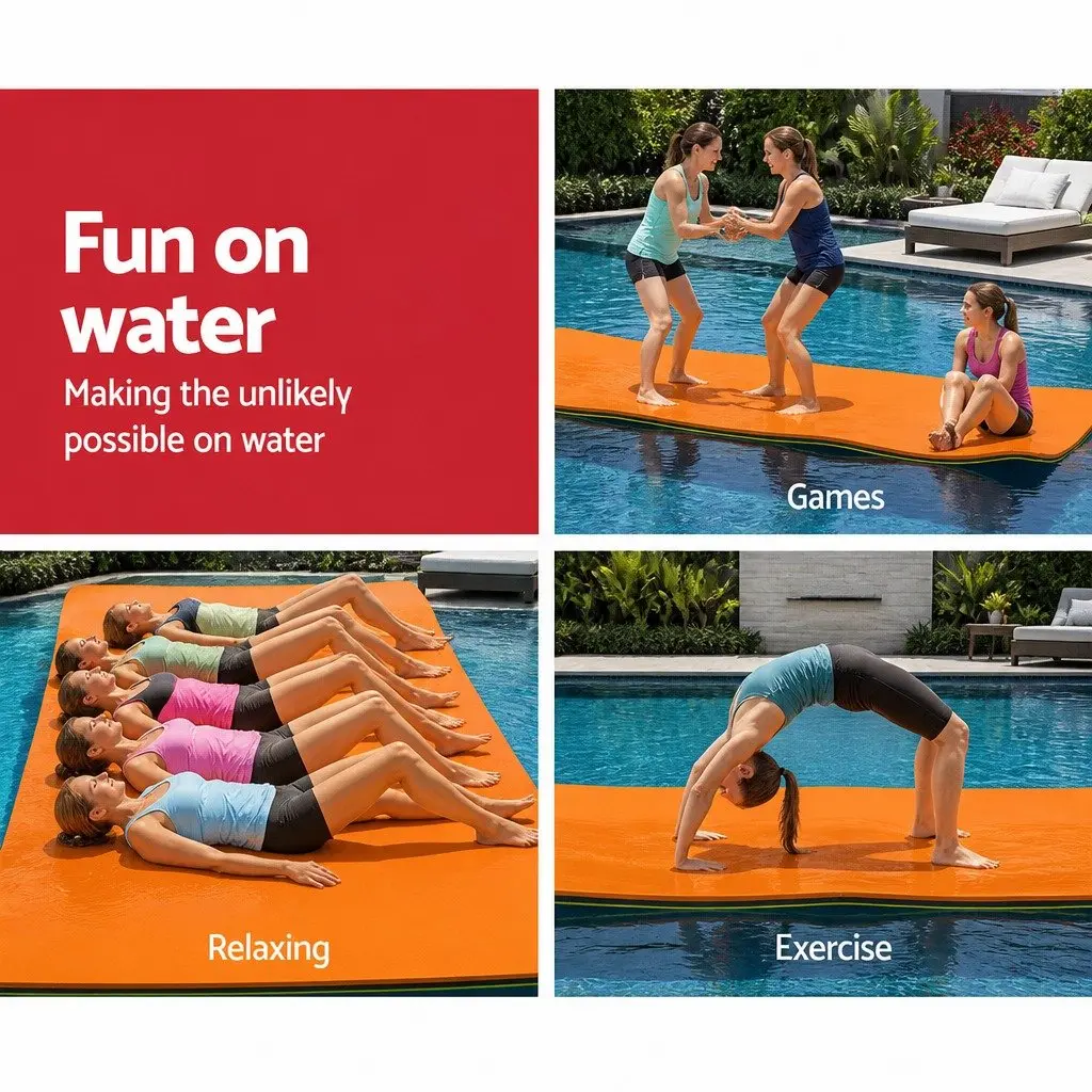 Floating Water Mat Yellow Black 5.5x1.8m XPE Foam Pad Pool Island Platform