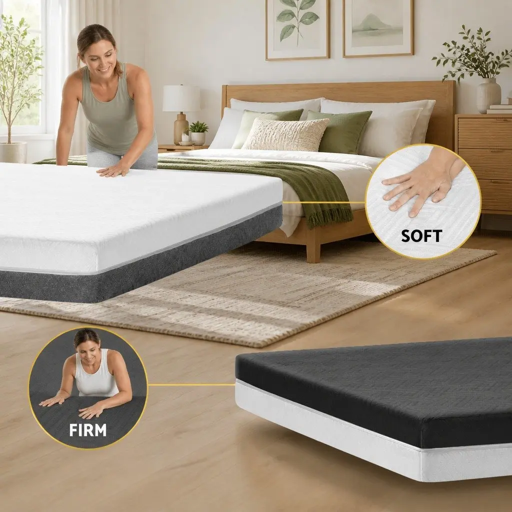Memory Foam Mattress Queen White 15cm Cooling Gel Dual Firmness Multi-Layer Support