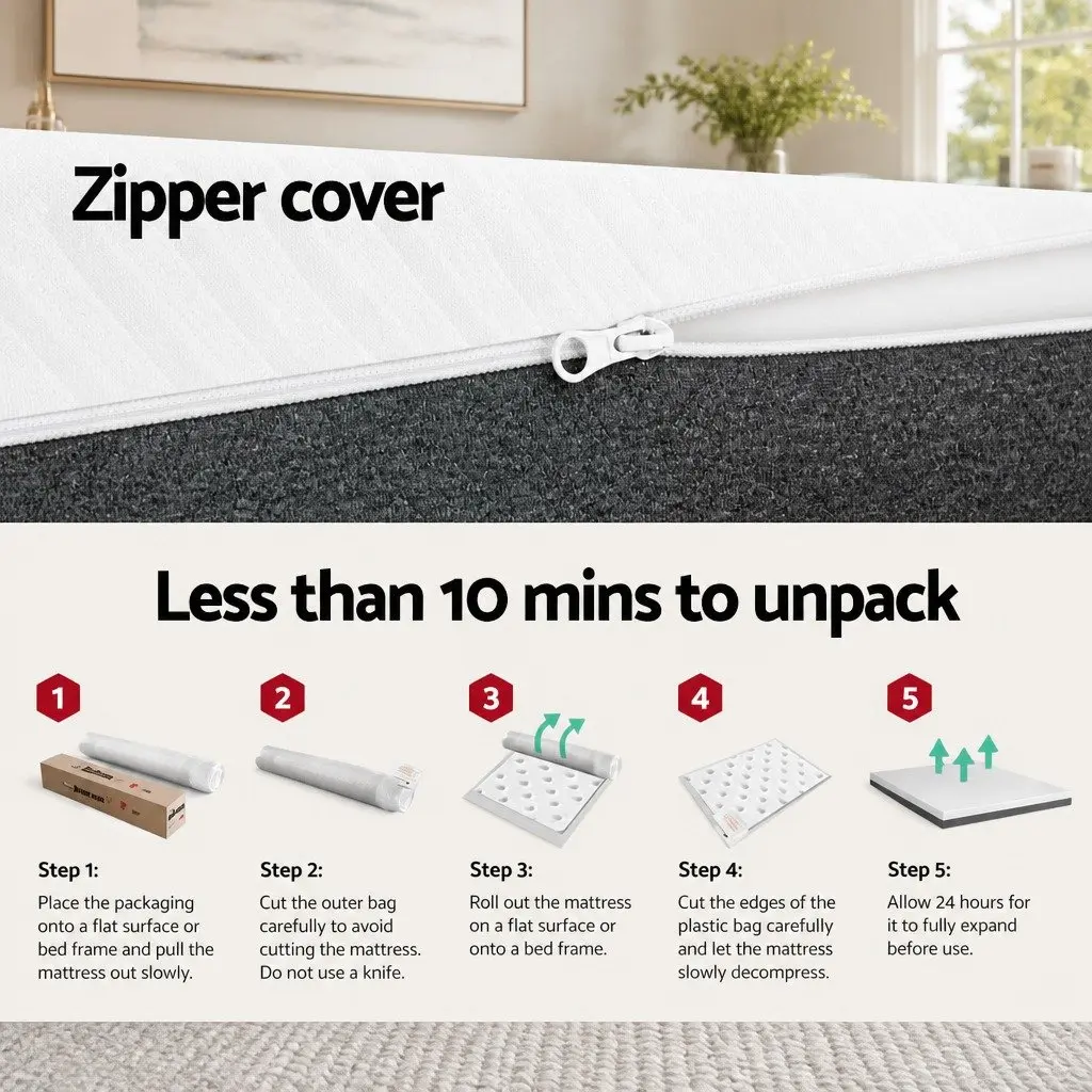 Memory Foam Mattress Queen White 15cm Cooling Gel Dual Firmness Multi-Layer Support