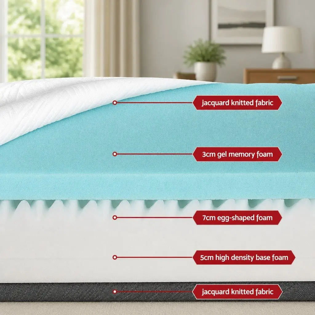 Memory Foam Mattress White Single 15cm Cool Gel Pressure Relief Supportive Bedding