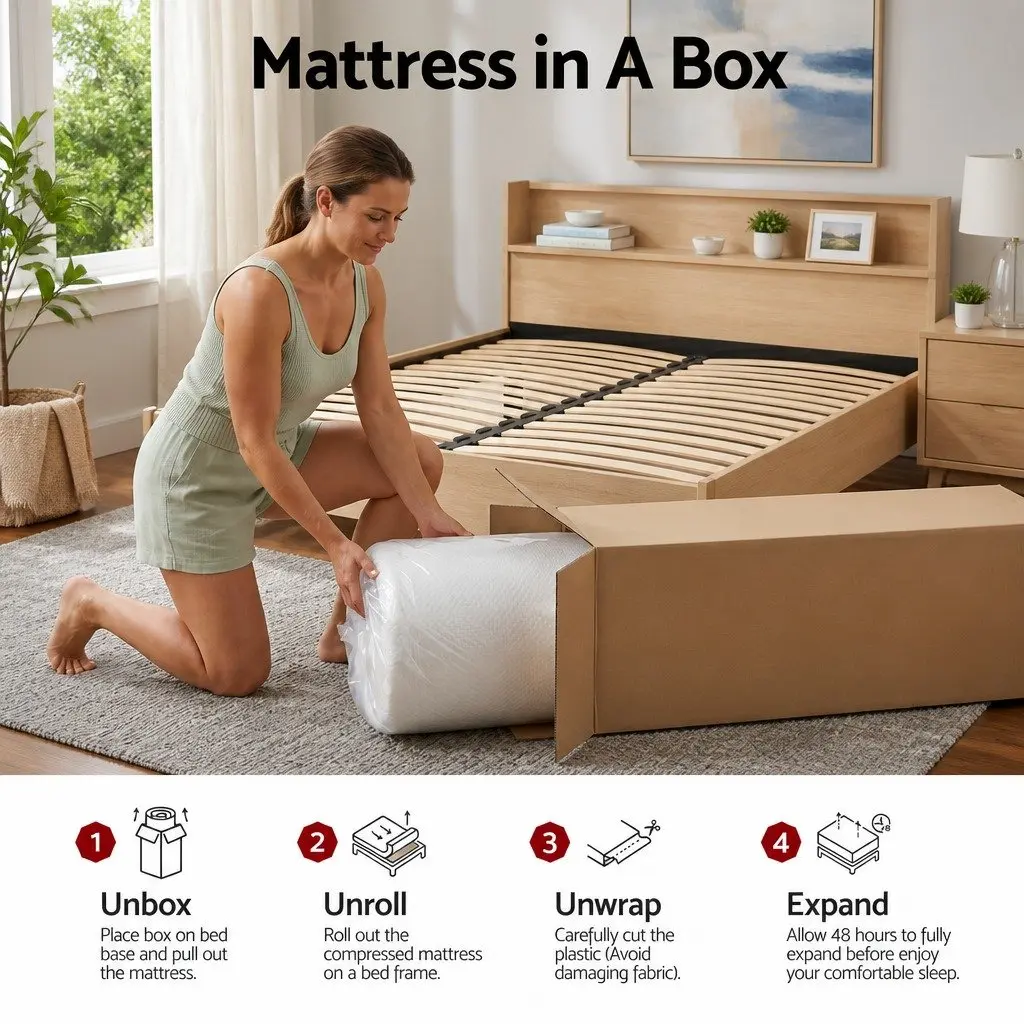 Memory Foam Mattress Queen White and Blue 22cm Cooling Gel Medium Firm Support Topper