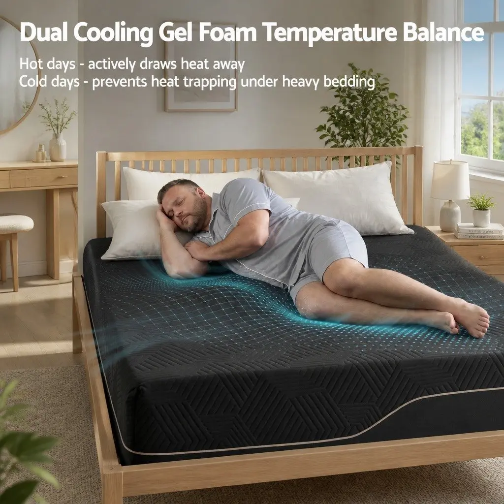 Double Cooling Memory Foam Mattress 30cm Medium Firm Gel Comfort Bed in a Box