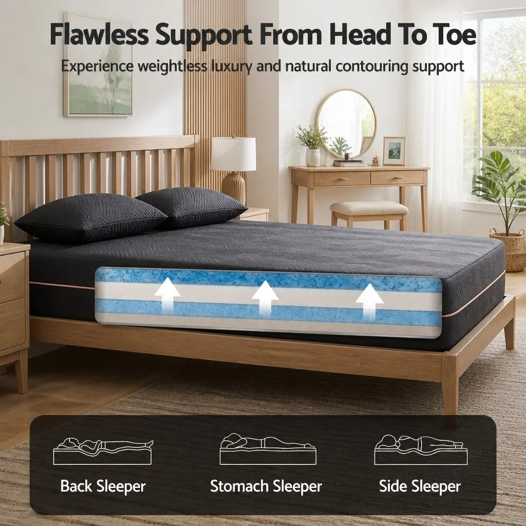 Double Cooling Memory Foam Mattress 30cm Medium Firm Gel Comfort Bed in a Box