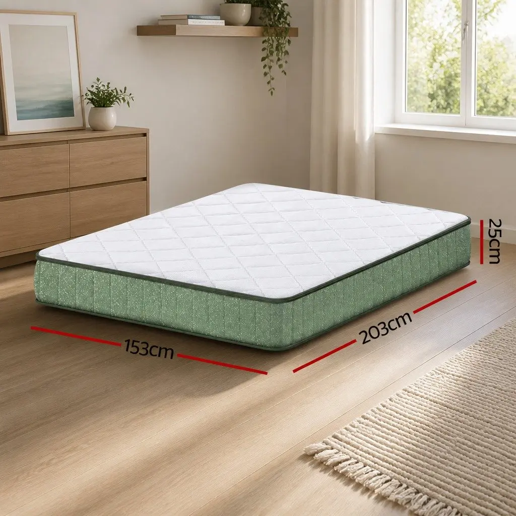 Queen Mattress Green White 25cm Memory Foam Cooling Gel Zipped Cover Dual Layer 7 Zone Charcoal CNC Cutting Firm Support