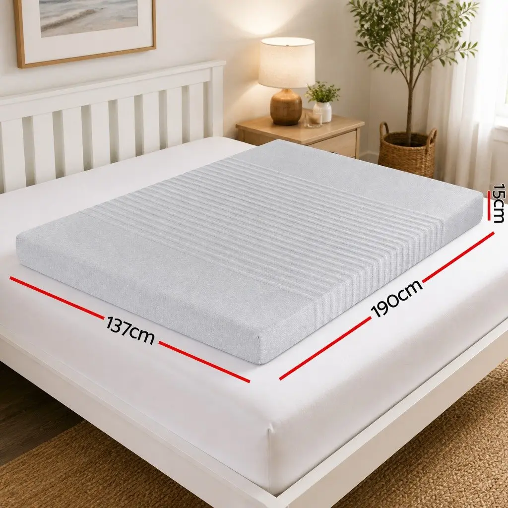 Memory Foam Mattress Charcoal Double 15cm Cool Gel Infused 7-Zone Bamboo Cover Washable Non-Spring Medium Firm