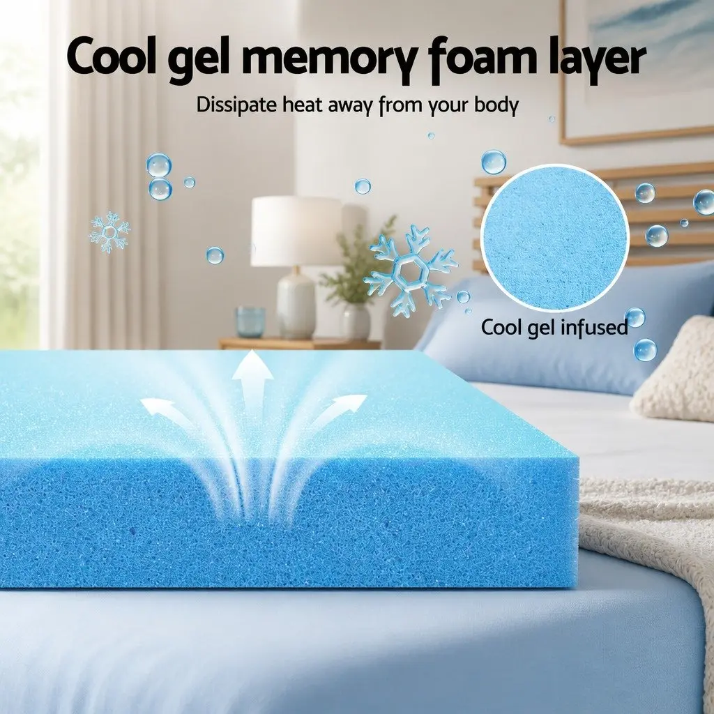 Memory Foam Mattress Charcoal Double 15cm Cool Gel Infused 7-Zone Bamboo Cover Washable Non-Spring Medium Firm