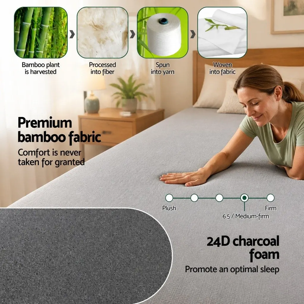 Single Mattress Grey 15cm Memory Foam Cool Gel 7-Zone Support Bamboo Cover