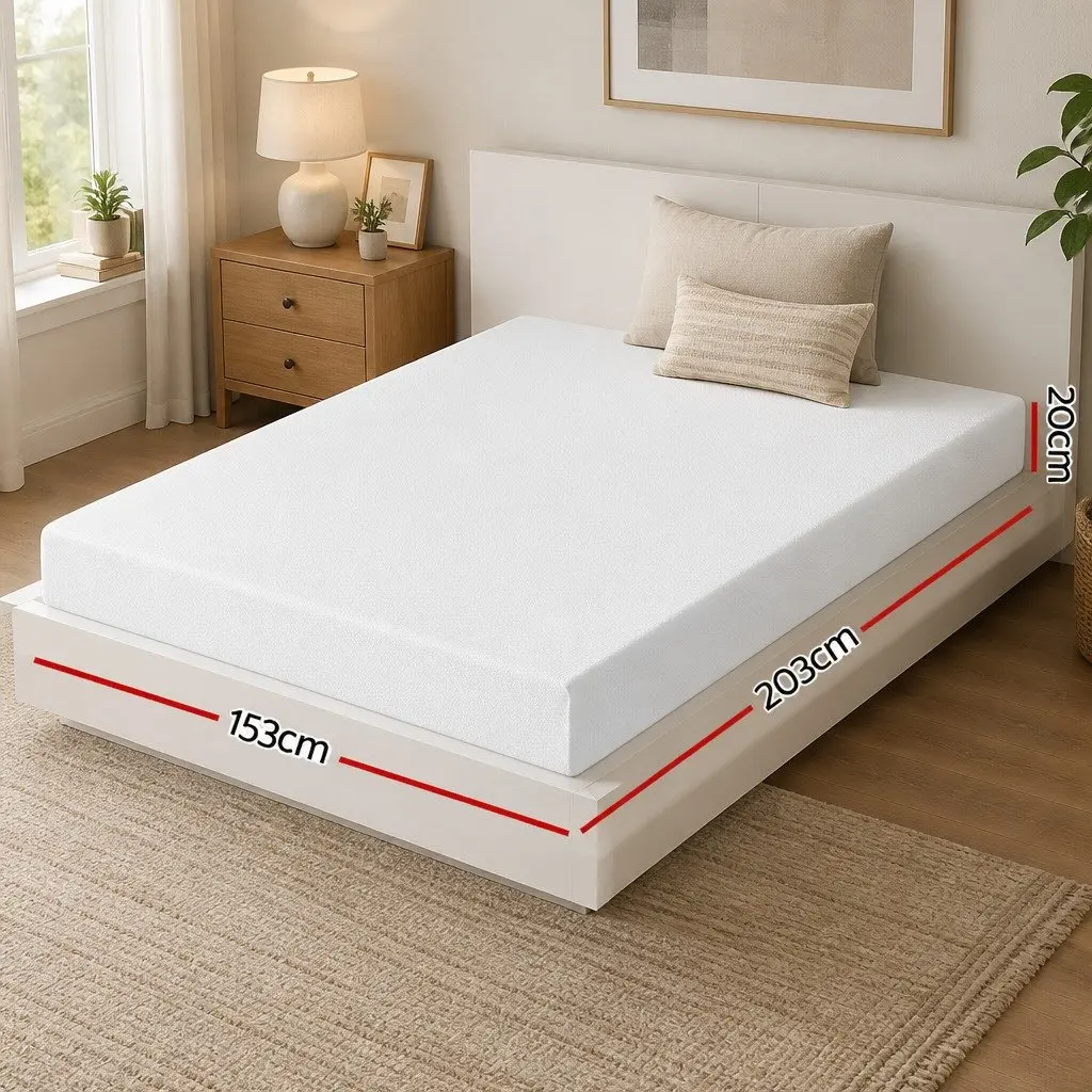 Queen Mattress White 20cm Non-Spring Memory Foam Cooling Gel Green Tea Medium Firm