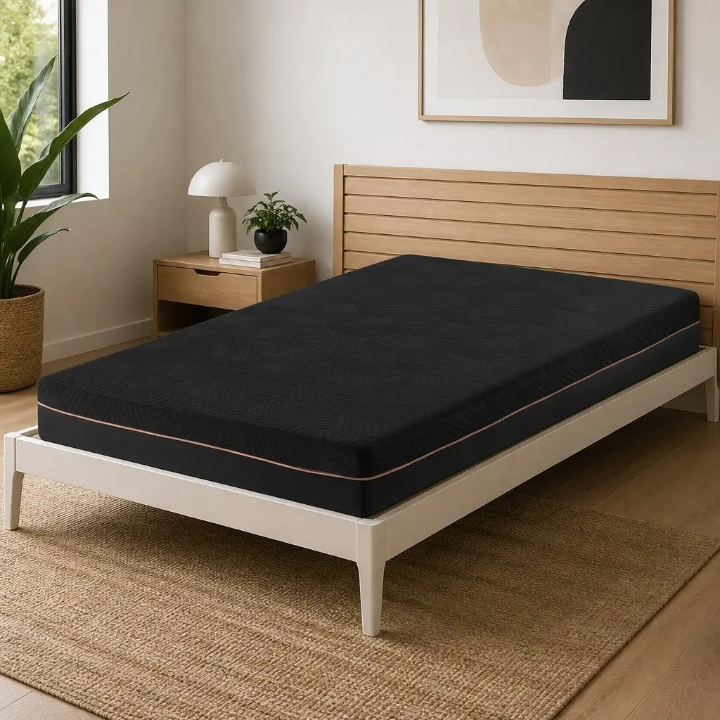 Memory Foam Mattress Black Single 18cm Non-Spring Cool Gel Infused Removable Washable Cover