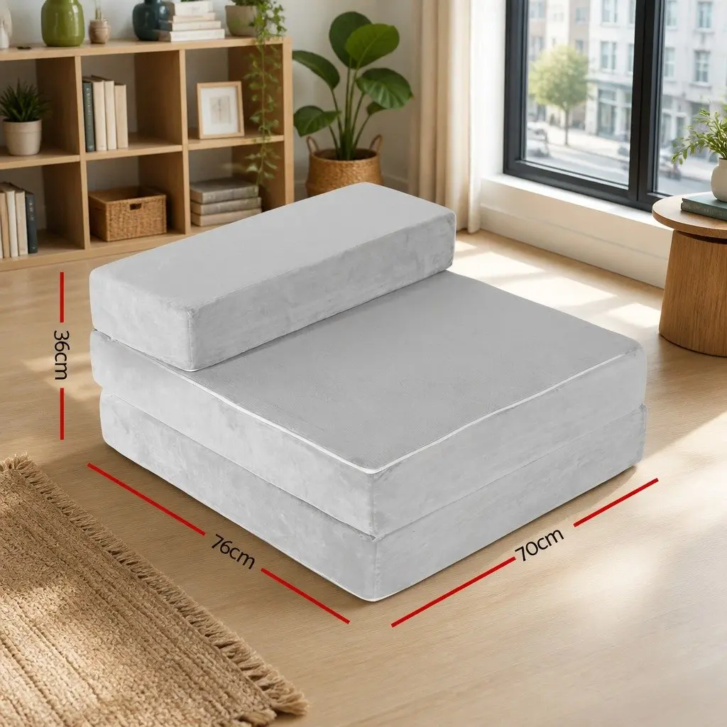 Foldable Foam Mattress Queen Bed Mat Chair Single Sofa Light Grey Portable