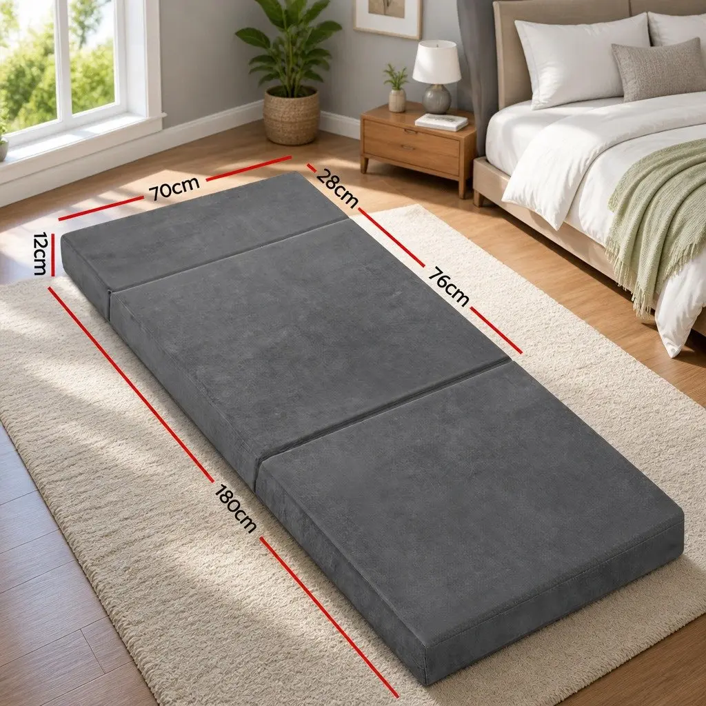 Foldable Foam Mattress in Dark Grey