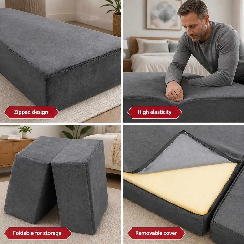 Foldable Foam Mattress in Dark Grey