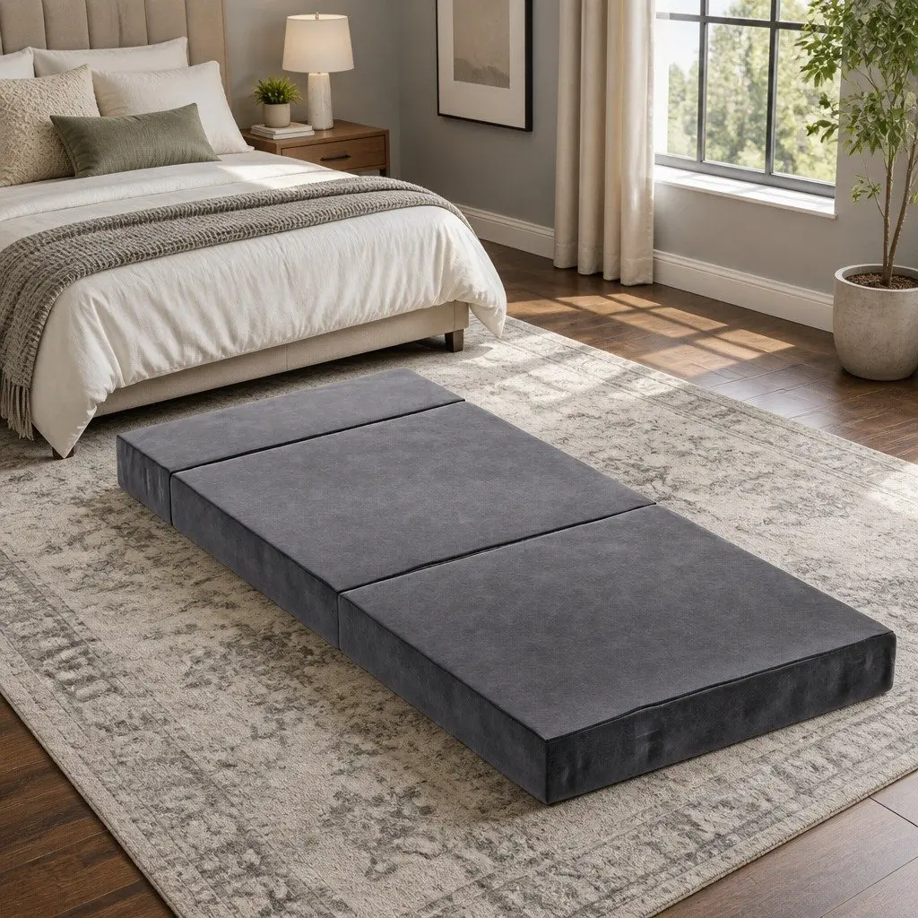 Foldable Foam Mattress in Dark Grey