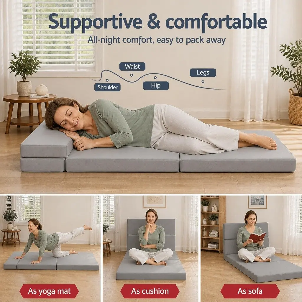Foldable Mattress with Pillow for Easy Sleeping
