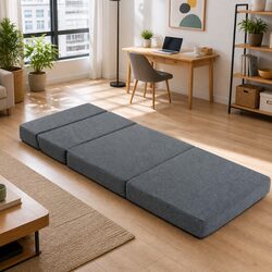 Compact Grey Folding Foam Mattress Sofa Bed