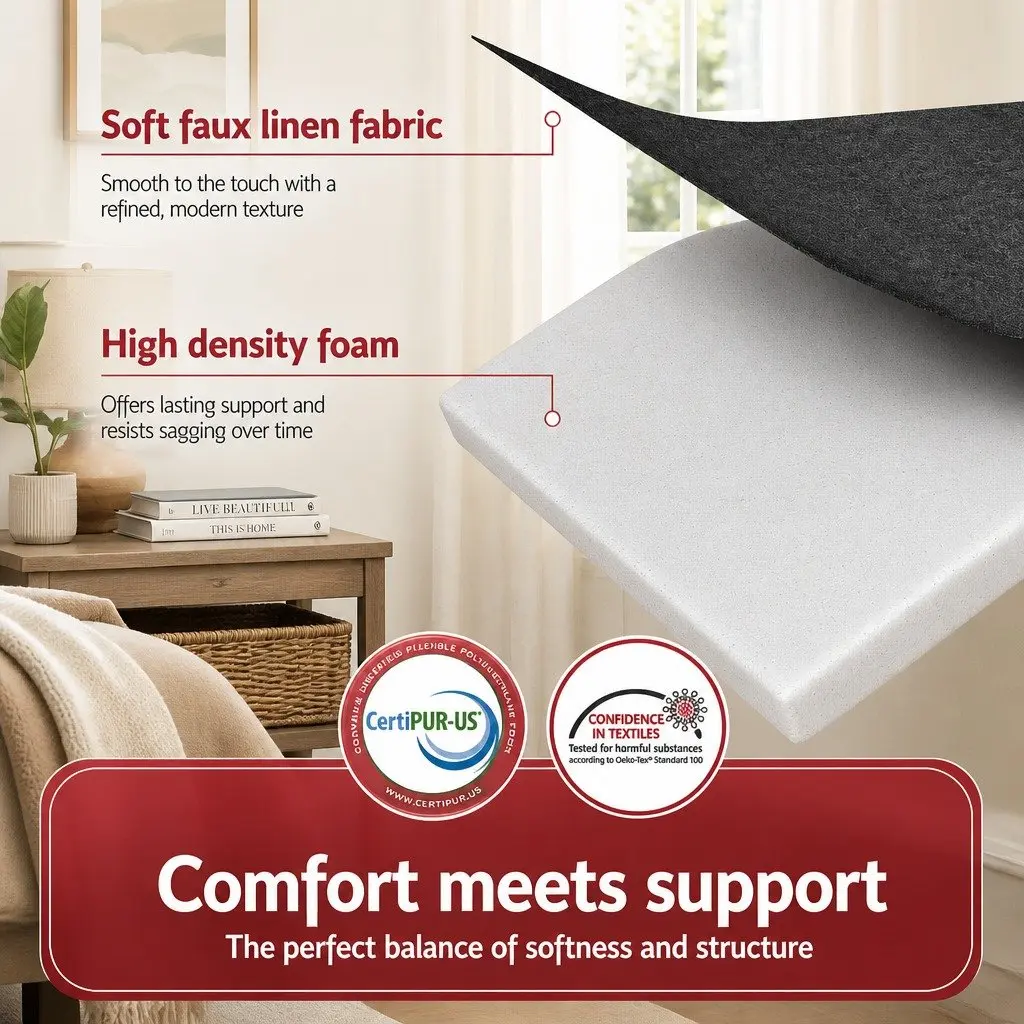 Foldable Foam Mattress Grey Queen Size Convertible Bed Chair High-Density Foam Support