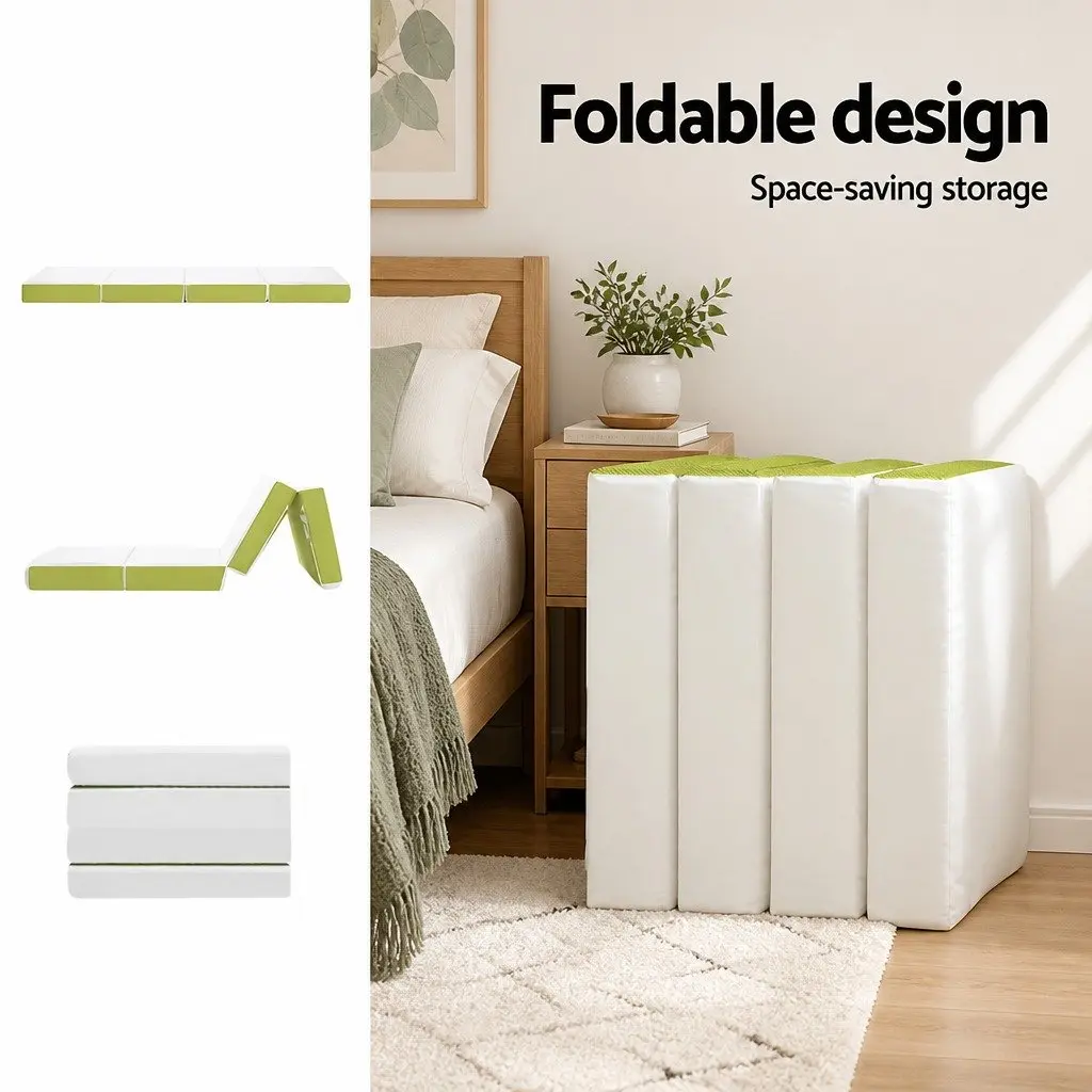 Foldable Foam Mattress Single Bed Chair Camping Sleepovers Portable Green