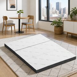 Foldable Foam Mattress Double Bed Chair 3-Fold Design Portable Storage