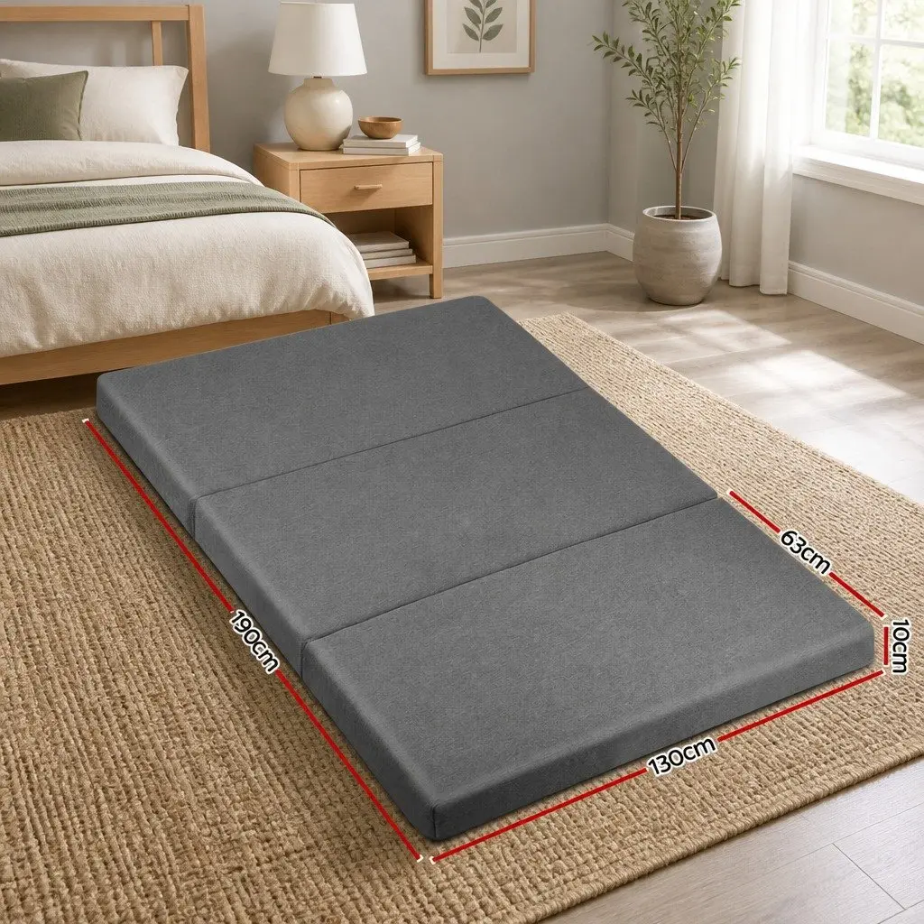 Foldable Foam Mattress Dark Grey Double Bed Sofa Portable Storage