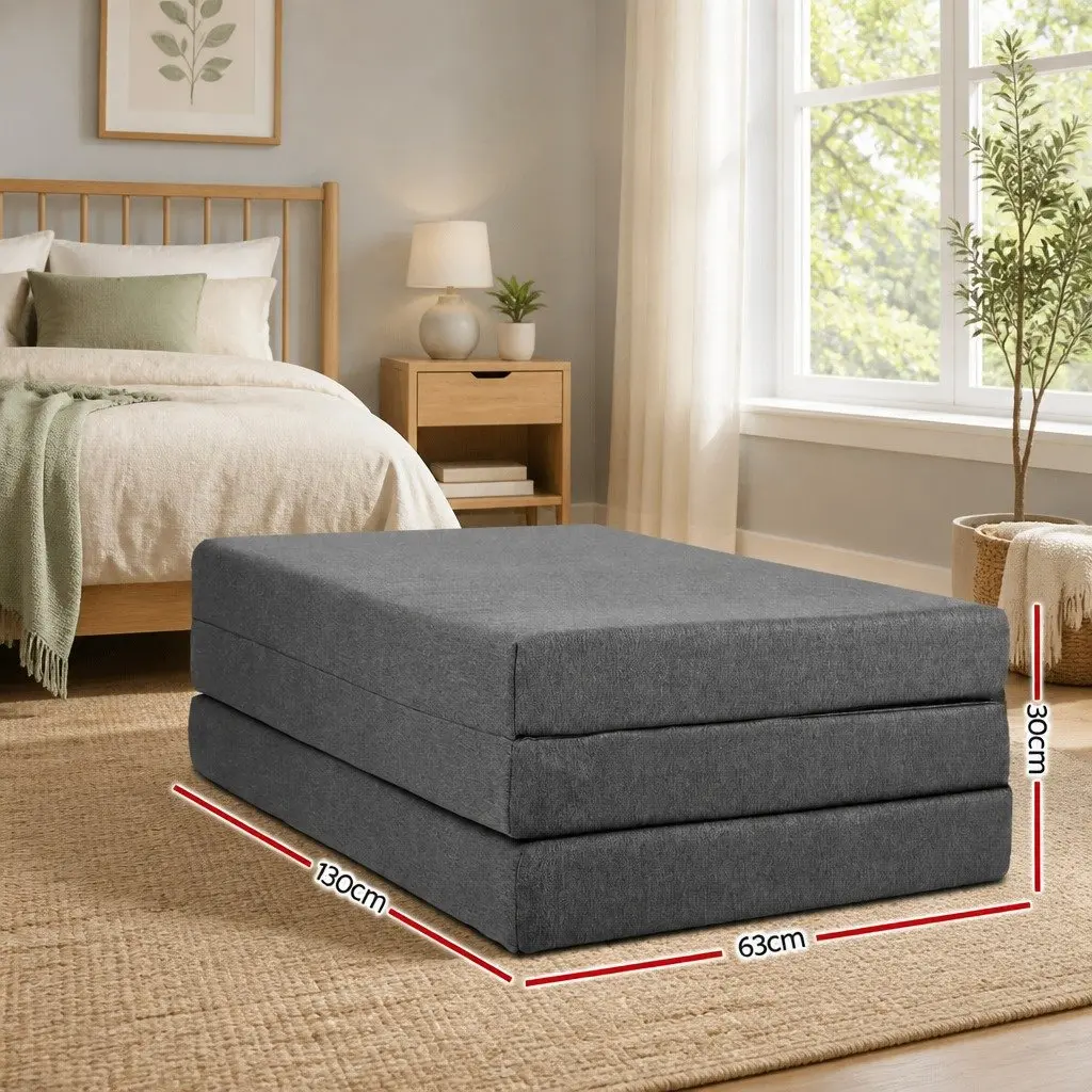 Foldable Foam Mattress Dark Grey Double Bed Sofa Portable Storage